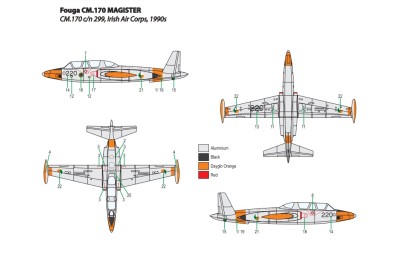 Miniwing Plastic MINI354 Fouga CM.170 MAGISTER / Irish Air Corps, 1 plastic kit, 1 decal version, BAGGED 1/144