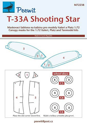 Peewit M72238 1/72 Canopy mask T-33A Shooting Star (PLATZ/ITAL)