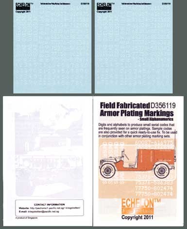 Echelon FD D356119 Field Fabricated Armor Plating Markings (Small Alphanumeric) 1/35