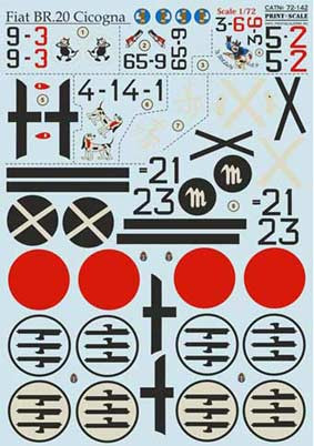 Print Scale 72-142 Fiat BR.20 Cicogna Wet decal 1/72