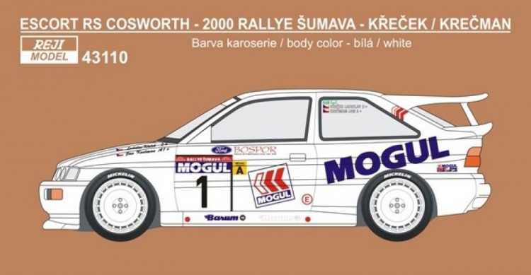 Reji Model 43110 Ford Escort RS Cosworth Rallye ?umava 2000 1/43