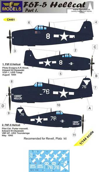 Lf Model C4481 Decals F6F-5 Hellcat part 1 1/144