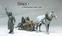 Stalingrad 3018 Russian winter, 1941 (три фигурки, лошадь и сани)