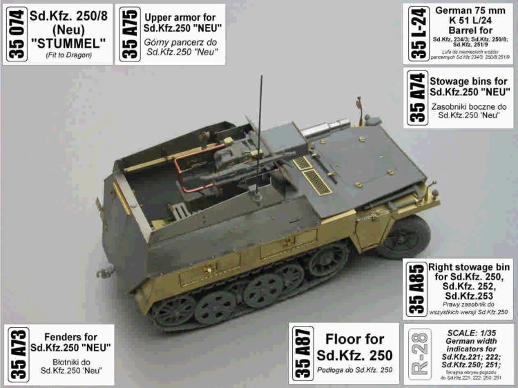 Aber 35074 German Sd.Kfz.250/8 NEU Stummel (designed to be used with Dragon kits) 1/35