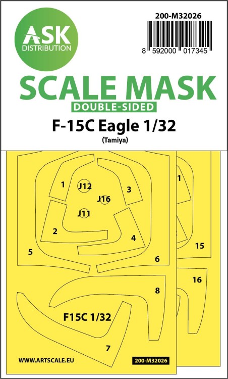 Art Scale 200-M32026 McDonnell F-15C Eagle canopy frame paint masks (inside & outside) express masks 1/32