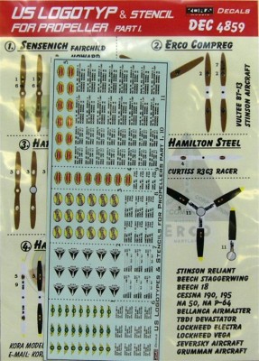 Kora Model DEC4859 US logotypes for propeller (Part I) декали 1/48