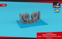 Armory ARAW48419 Supermarine Spitfire wheels with weighted tyres of block pattern & 4-spoke hubs 3D-Printed set 1/48