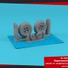 Armory ARAW48419 Supermarine Spitfire wheels with weighted tyres of block pattern & 4-spoke hubs 3D-Printed set 1/48