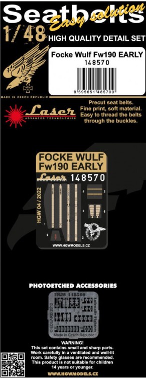 HGW 148570 Seatbelts Focke Wulf Fw190 early (laser) 1/48