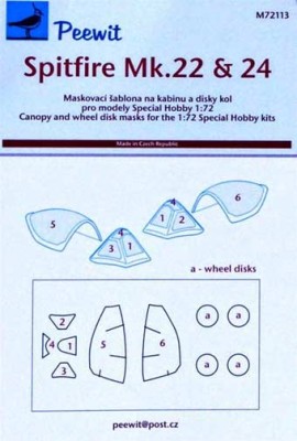 Peewit PW-M72113 1/72 Canopy mask Spitfire Mk.22&amp;24 (SP.HOBBY)