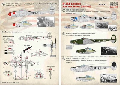 Print Scale 48-158 P-38J Lightning Aces over Europe Part 2 1/48