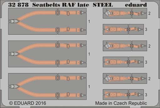 Eduard 32878 Seatbelts RAF late STEEL 1/32