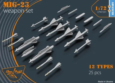 Clear Prop CPW7201 MiG-23 Weapon Set (12 types, 25 pcs.) 1/72