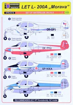 Kovozavody Prostejov EX018 Decals LET L-200A 'Morava' (4x camo) 1/72