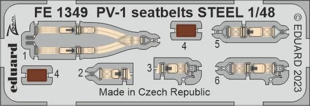 Eduard FE1349 PV-1 seatbelts STEEL (ACAD) 1/48