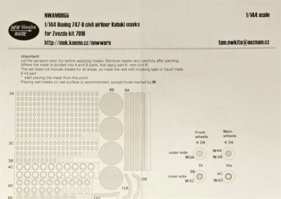 New Ware NWA-M0055 1/144 Mask Boeing 747-8 Civil Airliner (ZVE 7010)