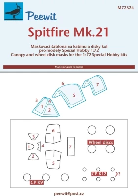 Peewit M72324 Canopy mask Seafire Mk.21 (SP.HOBBY) 1/72