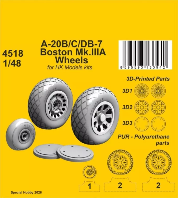 CMK SP4518 A-20B/C/DB-7 Boston Mk.IIIA - wheels (HKM) 1/48