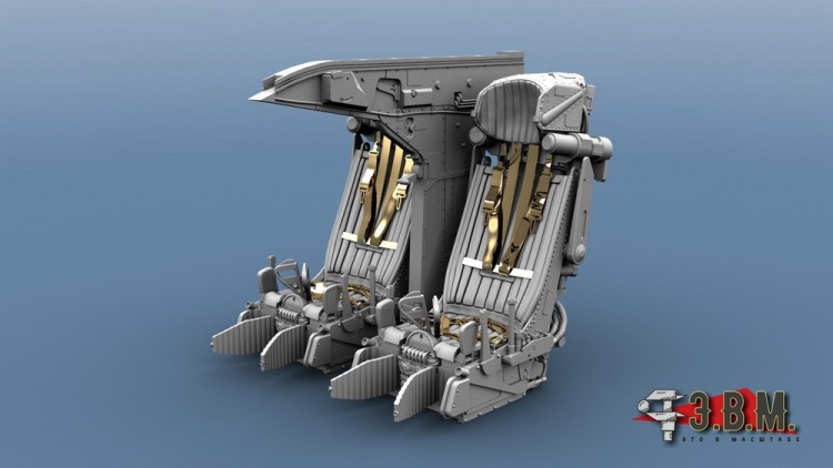 ЭВМ RS48071 Су-24 (Trumpeter) катапультные кресла К-36ДМ-1 (подвесная система из ФТД) и перегородка в кабину 1/48