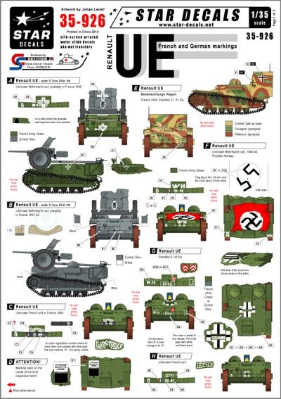 Star Decals STAR35926 Renault UE French and German markings 1/35