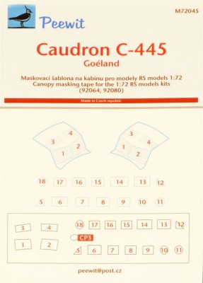 Peewit PW-M72045 1/72 Canopy mask Caudron C-445 (RS MODEL)