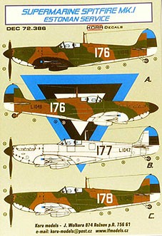 Kora Model DEC72386 Superm.Spitfire Mk.I Estonian Service декали декали 1/72