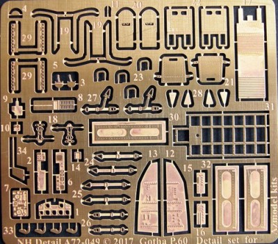 NH Detail NHA72-049 Gotha P.60 Detail Set (AZM74011, AZM74012, AZM74092, AZM7544) 1/72