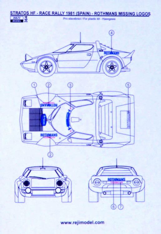 Reji Model 364 Stratos HF 'ROTHMANS' Race Rally 1981 (decal) 1/24