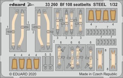 Eduard 33260 1/32 Bf 108 seatbelts STEEL (EDU)
