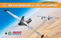 Miniwing Plastic MINI355 Ouragan vs. de Havilland Vampire / Dogfight set 1Q/2022 2 plastic kits, 2 decals versions, BOXED 1/144