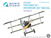 Quinta studio QD32060 Fokker Dr.1 (для модели Roden) 3D Декаль интерьера кабины 1/32