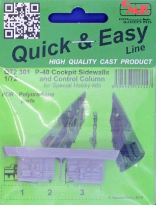 CMK Q72301 P-40 cockpit sidewalls &amp; control column 1/72
