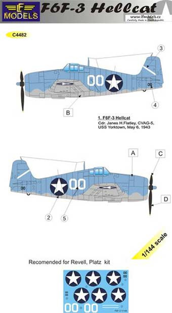 Lf Model C4482 Decals F6F-3 Hellcat Yorktown 1/144