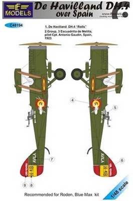 Lf Model C48194 Decals De Havilland DH.4 over Spain (RODEN) 1/48
