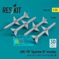 Reskit 32459 AIM-7M 'Sparrow III' missiles (4 pcs.) 1/32