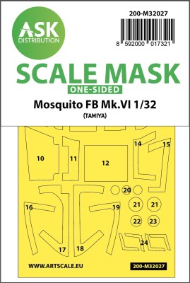 Art Scale 200-M32027 de Havilland Mosquito FB Mk.VI canopy frame paint masks (outside only) 1/32