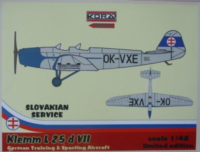 Kora Model 4823 Klemm L 25 d VII (in Slovakian Service) 1/48
