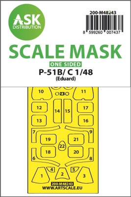 Art Scale 200-M48243 North-American P-51B/C Mustang canopy frame paint mask (outside only) 1/48