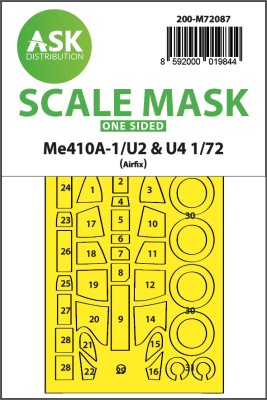 Art Scale 200-M72087 Messerschmitt Me-410A-1/U2 &amp; U4 wheels and canopy frame paint masks (outside only) 1/72