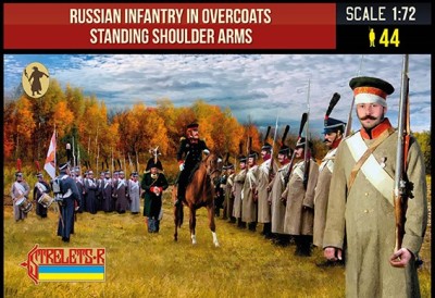 Strelets STR21872 Russian Infantry in Overcoats Standing Shoulder Arms Napoleonic 1/72