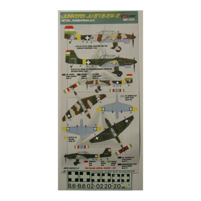 Kora Model DEC7275 Ju 87 B-2/K-2 (Royal Hungarian AF) декали декали 1/72