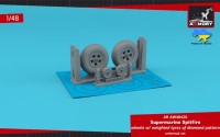 Armory ARAW48420 Supermarine Spitfire wheels with weighted tyres of diamond pattern & 5-spoke hubs 3D-Printed set 1/48