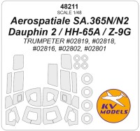 KV Models 48211 Aerospatiale SA.365N Dauphin 2 / US HH-65A / Z-9G Armed / SA365N / AS365N2 (TRUMPETER #02819, #02818 , #02816, #02802, #02801) + маски на диски и колеса EU 1/48