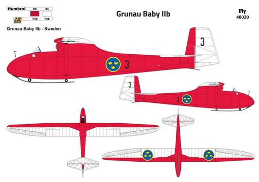 Fly model 48020 Grunau Baby IIB (Sweden) 1/48