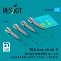 Reskit 72498 Mk.83 bombs w/ MAU-91 thermally prot. (4 pcs) 1/72