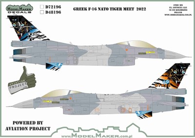 Model Maker Decals D72196 Greek Lockheed-Martin F-16C Fighting Falcon NATO Tiger Meet 2022 1/72