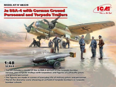 ICM 48229 Ju 88A-4 w/ German Ground Pers. &amp; Torpedo Tr. 1/48