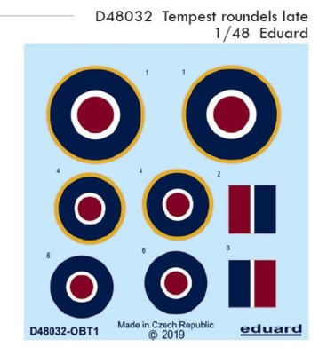 Eduard D48032 Decals 1/48 Tempest roundels late