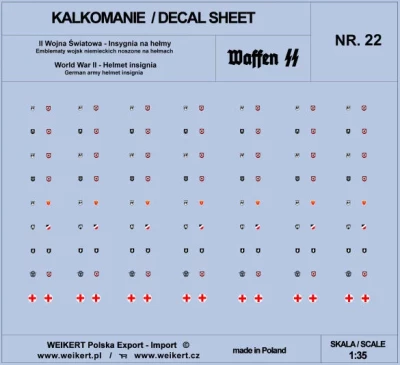 Weikert Decals 222 German Helmet Insignia WWII - WAFFEN SS 1/35