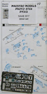 Maestro Models MMCP-7212 1/72 SAAB B17 - detail set (color PE set)